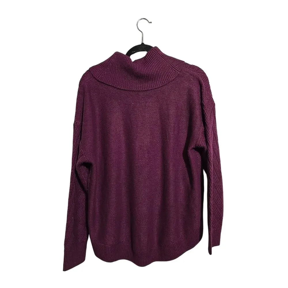 Lane Bryant Purple Cowl Neck Herringbone Knit Pullover Sweater Womans Size 14/16